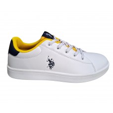 U.S.POLO ASSN TRACE001A-WHI-YEL01 ΠΑΙΔΙΚΟ ΠΑΠΟΥΤΣΙ SNEAKERS UNISEX ΛΕΥΚΟ